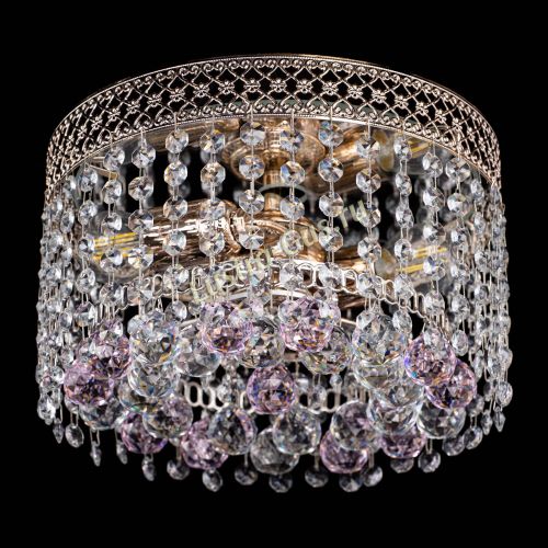 Люстра Венеция шар №2 розовая в Новокузнецке Гусь Хрустальный