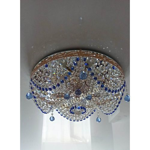 Люстра Виктория Синяя в Новокузнецке Гусь Хрустальный