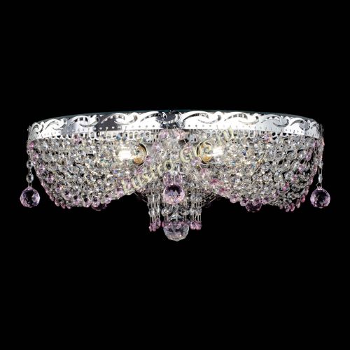 Люстра Виктория розовая в Новокузнецке Гусь Хрустальный