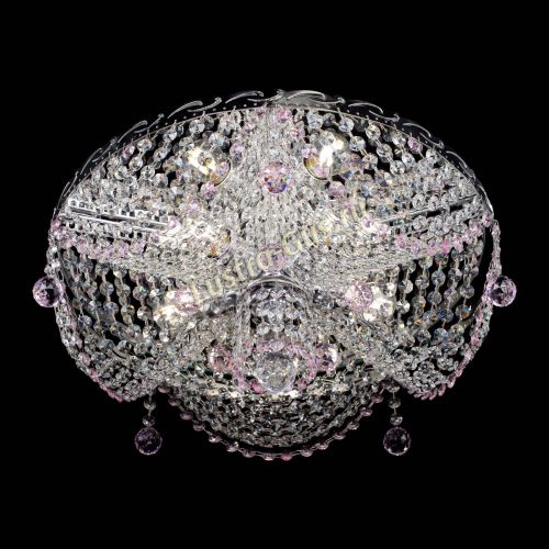 Люстра Виктория розовая в Новокузнецке Гусь Хрустальный