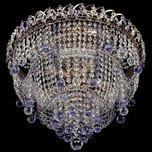 Люстра Водопад Софья фиолетовая в Новокузнецке Гусь Хрустальный