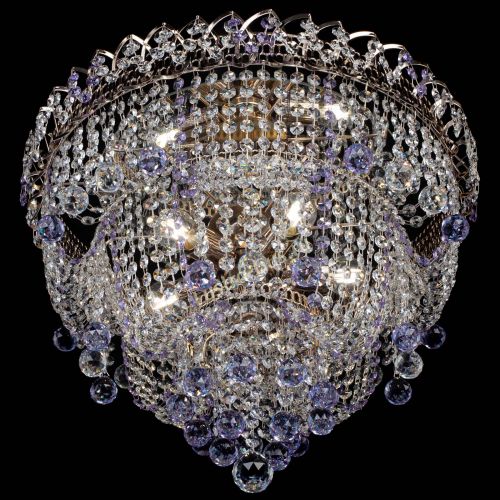 Люстра Водопад Софья фиолетовая в Новокузнецке Гусь Хрустальный