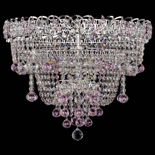 Люстра Водопад Софья розовая в Новокузнецке Гусь Хрустальный