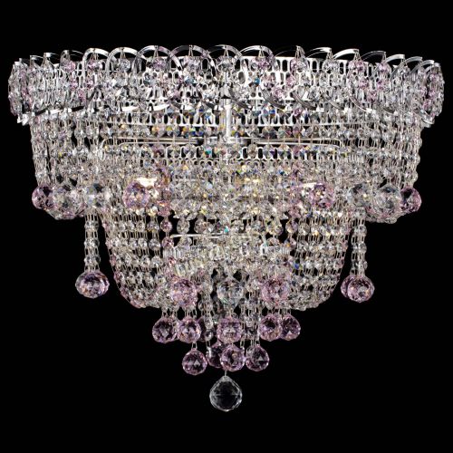Люстра Водопад Софья розовая в Новокузнецке Гусь Хрустальный