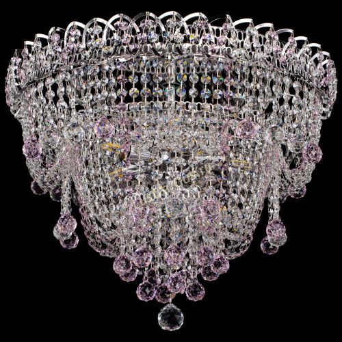 Люстра Водопад Софья розовая в Новокузнецке Гусь Хрустальный