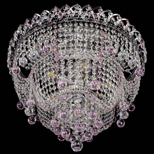 Люстра Водопад Софья розовая в Новокузнецке Гусь Хрустальный