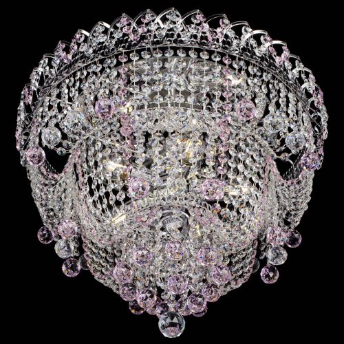 Люстра Водопад Софья розовая в Новокузнецке Гусь Хрустальный