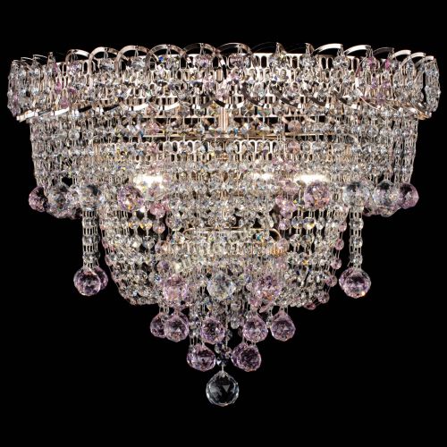 Люстра Водопад Софья розовая в Новокузнецке Гусь Хрустальный
