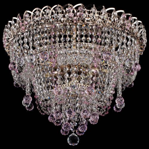 Люстра Водопад Софья розовая в Новокузнецке Гусь Хрустальный