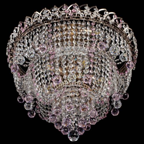 Люстра Водопад Софья розовая в Новокузнецке Гусь Хрустальный