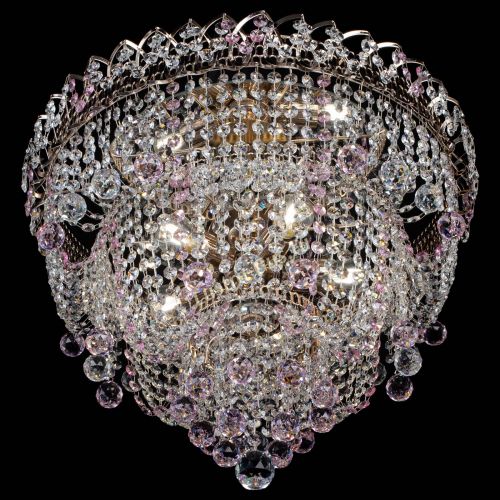 Люстра Водопад Софья розовая в Новокузнецке Гусь Хрустальный