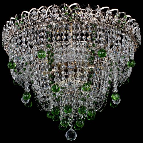 Люстра Водопад Софья зеленая в Новокузнецке Гусь Хрустальный