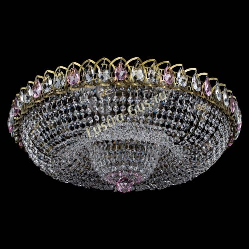 Люстра Водоворот Купол под бронзу Розовый в Новокузнецке Гусь Хрустальный