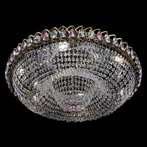 Люстра Водоворот Купол под бронзу Розовый в Новокузнецке Гусь Хрустальный