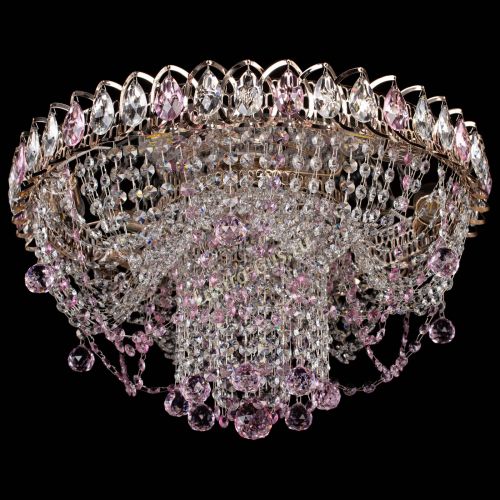 Люстра Водоворот Ольга шар розовая в Новокузнецке Гусь Хрустальный