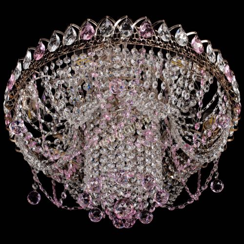 Люстра Водоворот Ольга шар розовая в Новокузнецке Гусь Хрустальный