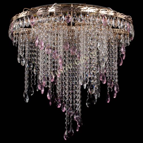 Люстра Вьюга розовая в Новокузнецке Гусь Хрустальный