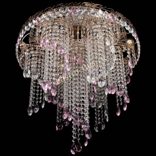 Люстра Вьюга розовая в Новокузнецке Гусь Хрустальный
