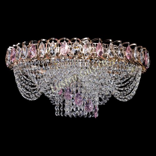 Люстра Жасмин Каскад розовый в Новокузнецке Гусь Хрустальный