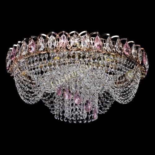 Люстра Жасмин Каскад розовый в Новокузнецке Гусь Хрустальный