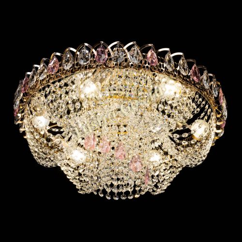 Люстра Жасмин Каскад розовый в Новокузнецке Гусь Хрустальный