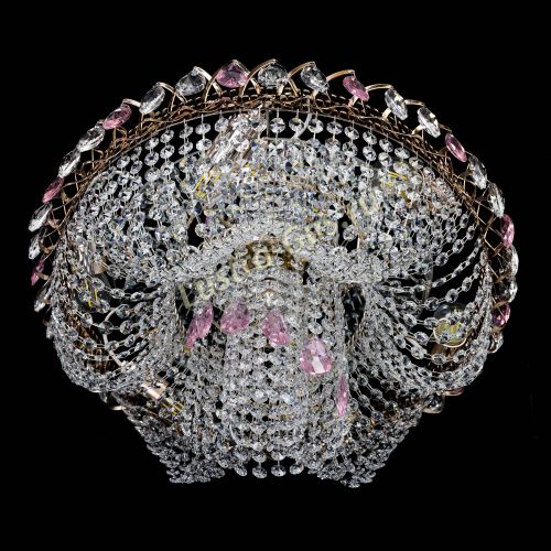 Люстра Жасмин Каскад розовый в Новокузнецке Гусь Хрустальный