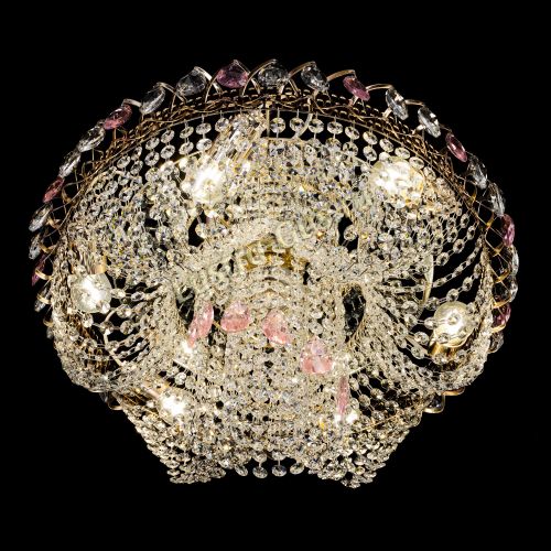 Люстра Жасмин Каскад розовый в Новокузнецке Гусь Хрустальный