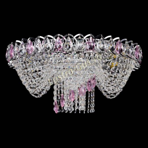 Люстра Жасмин Каскад розовый в Новокузнецке Гусь Хрустальный