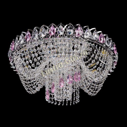 Люстра Жасмин Каскад розовый в Новокузнецке Гусь Хрустальный