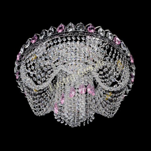 Люстра Жасмин Каскад розовый в Новокузнецке Гусь Хрустальный